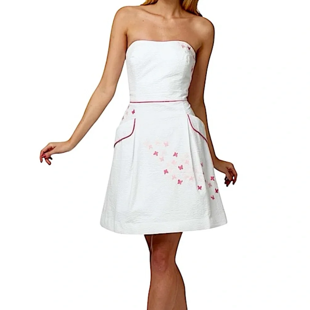 Lilly Pulitzer Blossom Spring Fling Placed Embroidery Seersucker Dress 6 - Picture 3 of 14